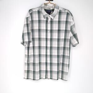 John Blair Mens Plaid Checkered Button Down Short Sleeve Shirt - Size L - GUC